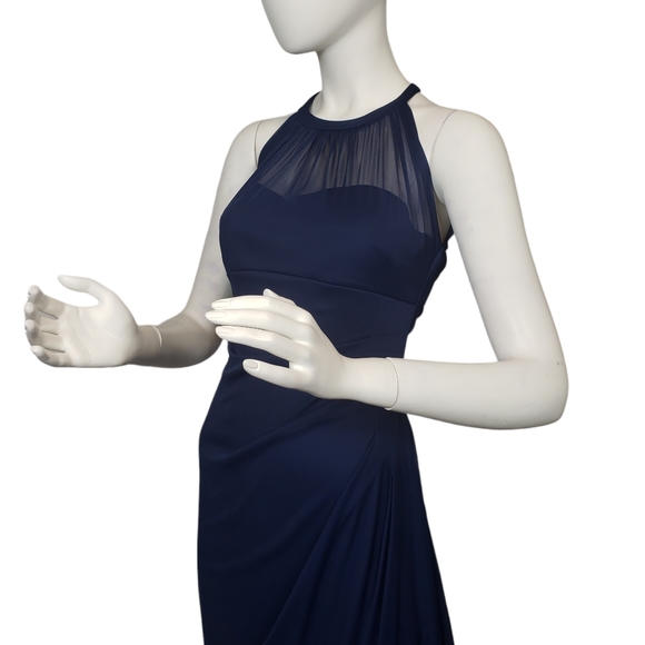 David's Bridal Illusion Sleeveless Long Gown Dress 4 - Picture 4 of 13